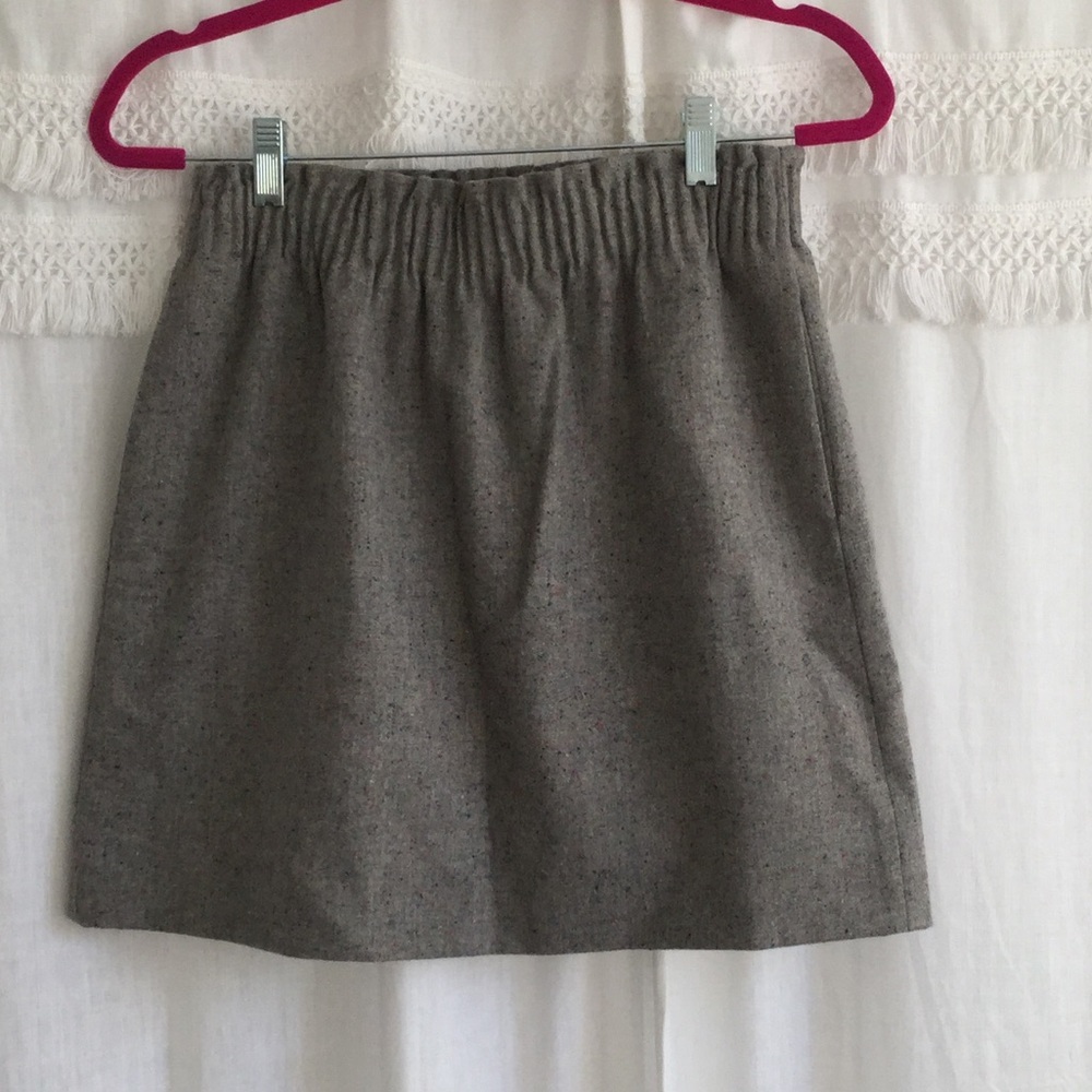 Gray Wool Paper Bag Waist Skirt